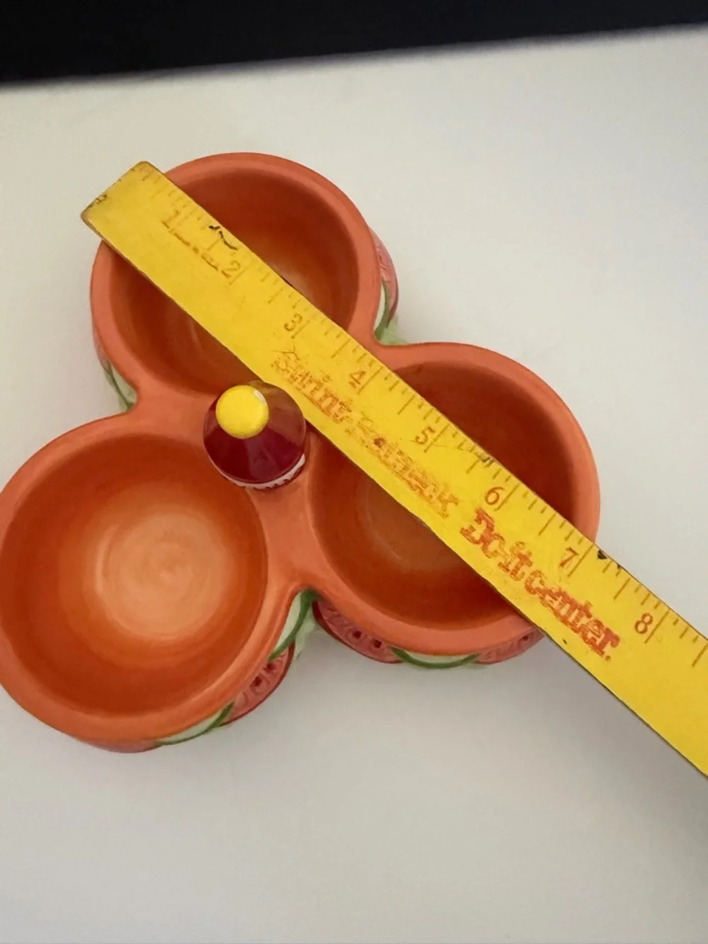 Ceramic Triple Dip Server Dish Cheeseburger with Ketchup Bottle